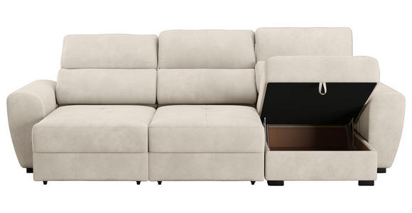 ECKSOFA Naturfarben Mikrofaser - Schwarz/Naturfarben, KONVENTIONELL, Kunststoff/Textil (285/177cm) - Carryhome