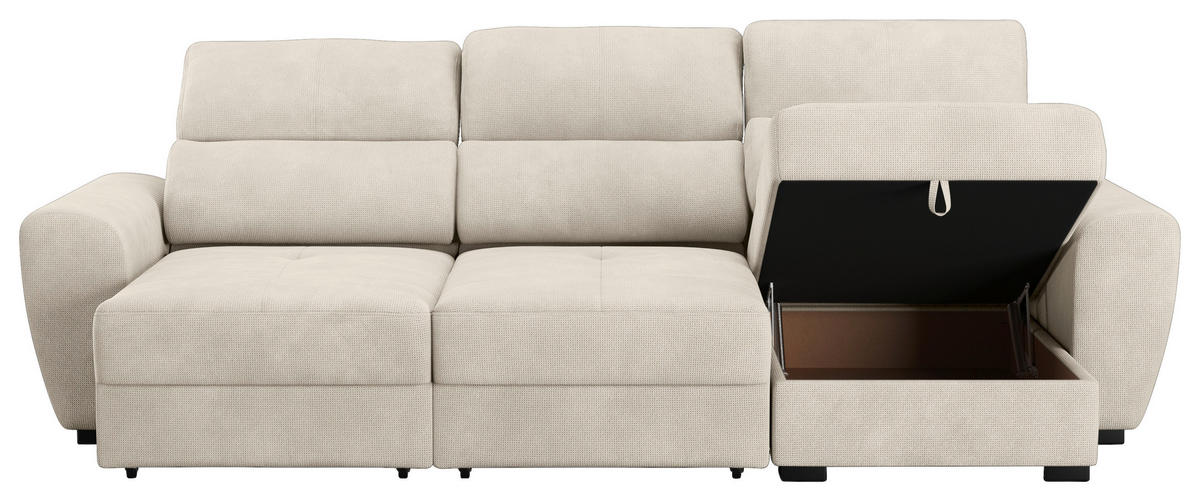 ECKSOFA in Mikrofaser Naturfarben  - Schwarz/Naturfarben, Konventionell, Kunststoff/Textil (285/177cm) - MID.YOU