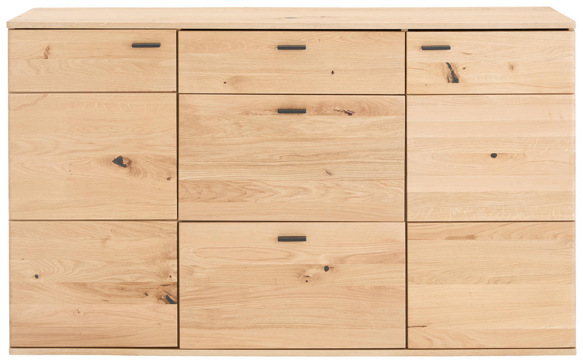 SIDEBOARD  in 150/90/44 cm  - Eichefarben/Schwarz, Natur, Holz/Holzwerkstoff (150/90/44cm) - Hom`in