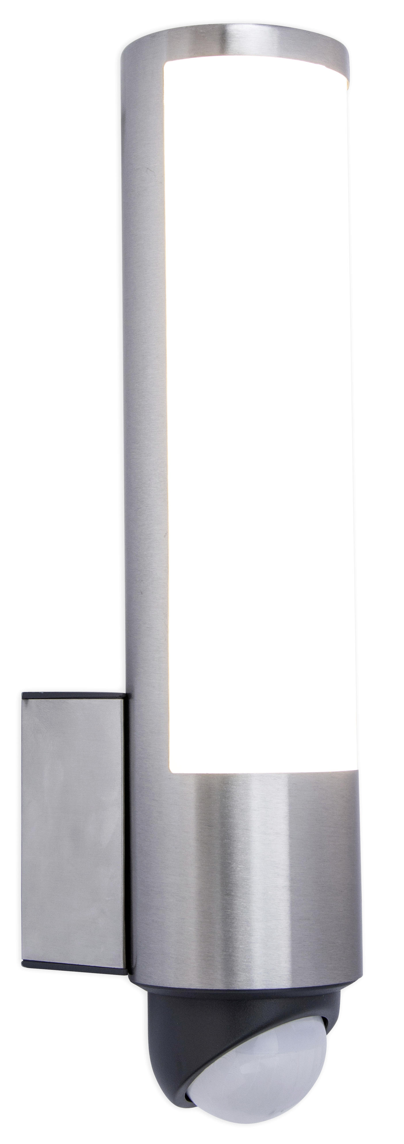 AUßENWANDLEUCHTE LEDA   - Edelstahlfarben/Weiß, Design, Kunststoff/Metall (34,50/7,60/11,60cm)