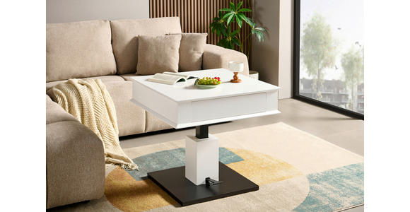 COUCHTISCH 70/70/46,5-66 cm quadratisch Schwarz, Weiß  - Schwarz/Weiß, Design, Holzwerkstoff/Metall (70/70/46,5-66cm) - Carryhome