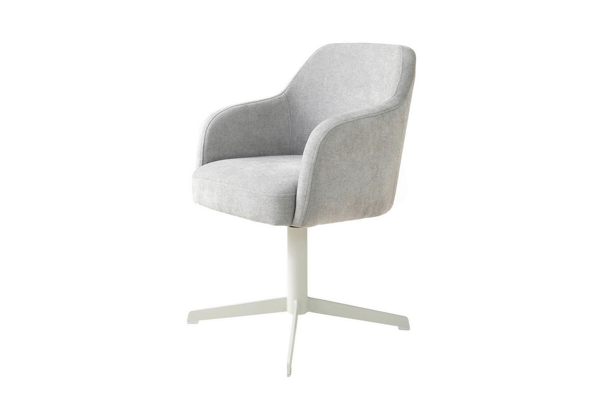 ARMLEHNSTUHL  Sitzfläche 360° drehbar Webstoff  Greige  - Greige/Seidengrau, MODERN, Textil/Metall (59/86/63cm) - Schöner Wohnen