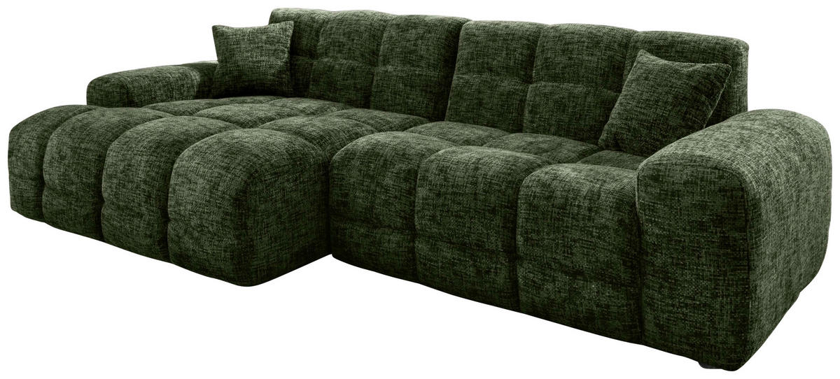 ECKSOFA Bosco Dunkelgrün Struktur  - Dunkelgrün/Schwarz, MODERN, Kunststoff/Textil (152/301cm) - Livetastic