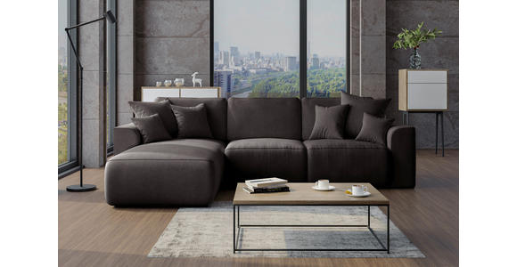 ECKSOFA in Lederlook Dunkelbraun  - Chromfarben/Dunkelbraun, KONVENTIONELL, Kunststoff/Textil (195/293cm) - Carryhome