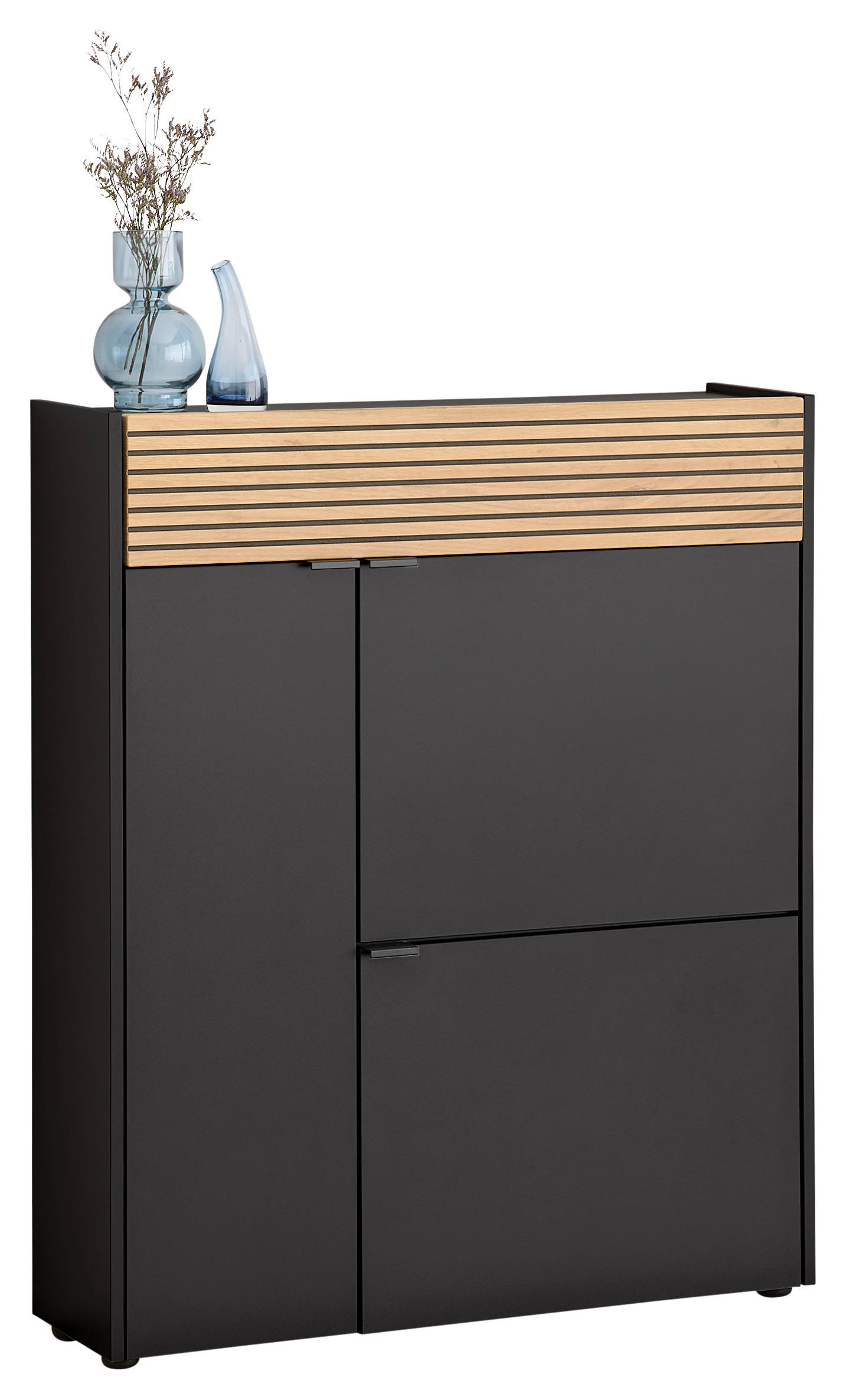 SCHUHSCHRANK 83/99/22 cm  - Eichefarben/Schwarz, Design, Holzwerkstoff/Kunststoff (83/99/22cm) - Voleo