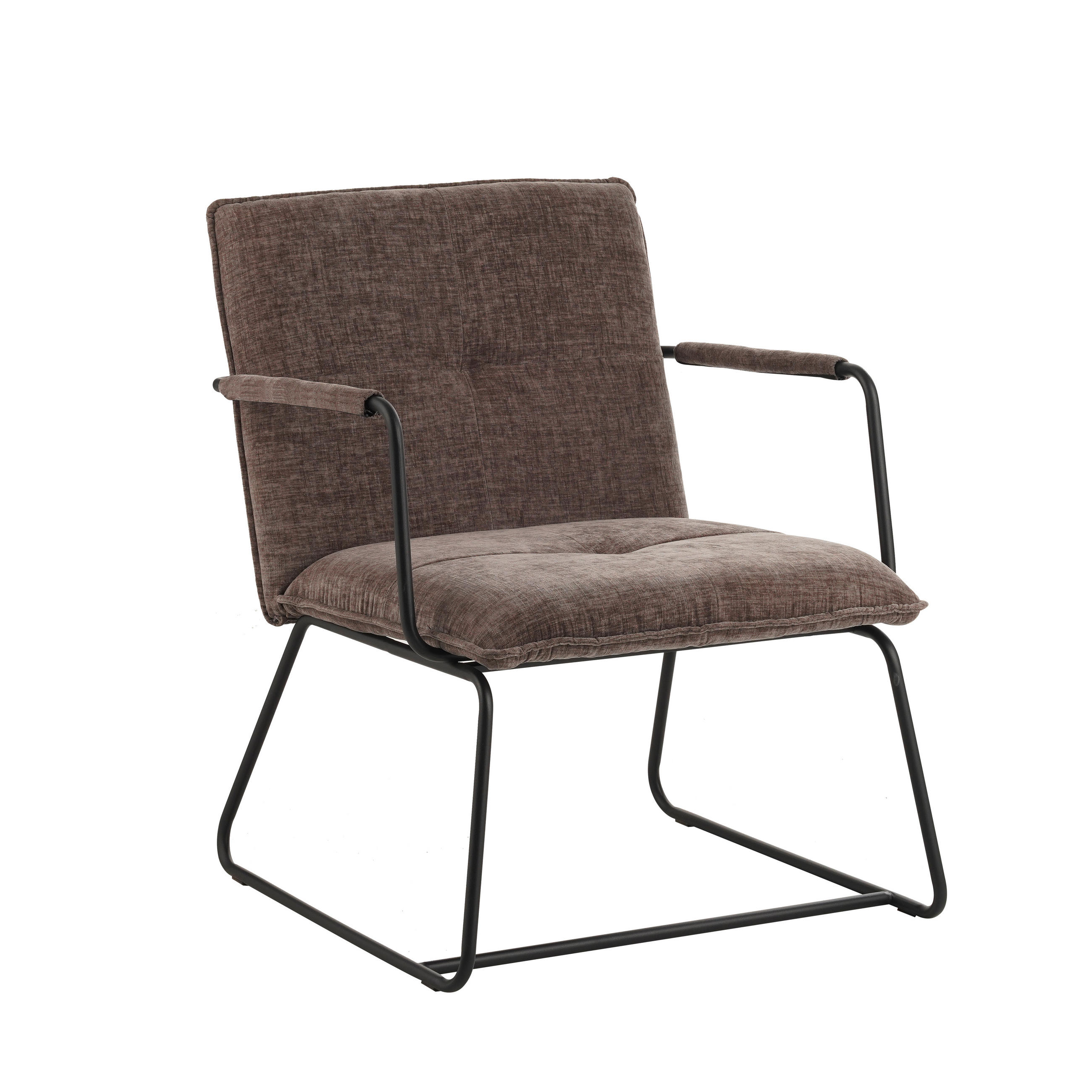 SESSEL in Chenille Grau  - Schwarz/Grau, MODERN, Textil/Metall (65/80/68cm) - MID.YOU