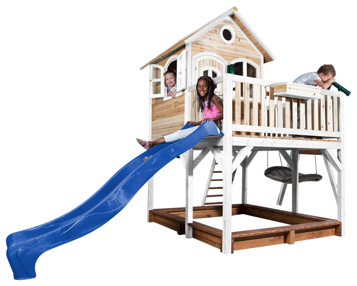 SPIELTURM 613/291/277 cm  - Blau/Braun, KONVENTIONELL, Holz (613/291/277cm) - Ambia Garden