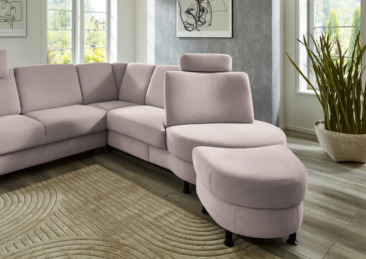 ECKSOFA Flachgewebe Rosa  - Schwarz/Rosa, Konventionell, Textil/Metall (248/252cm) - Beldomo Comfort