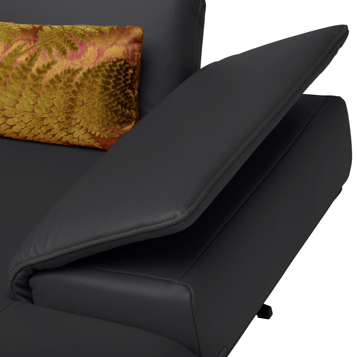 ECKSOFA in Echtleder Schwarz  - Beige/Schwarz, Design, Leder/Metall (239/150cm) - Koinor
