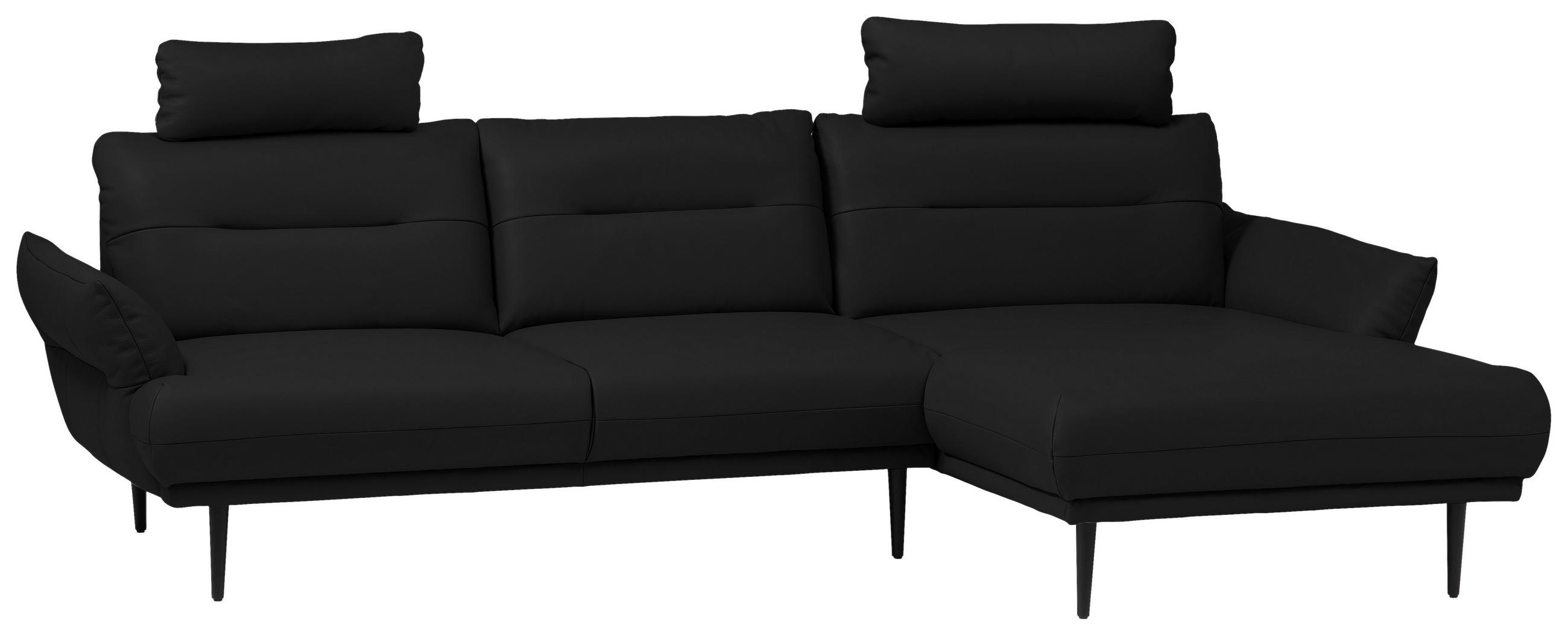 ECKSCHLAFSOFA in Lederlook Schwarz - Schwarz, Design, Holz/Textil (287/158cm) - Livetastic