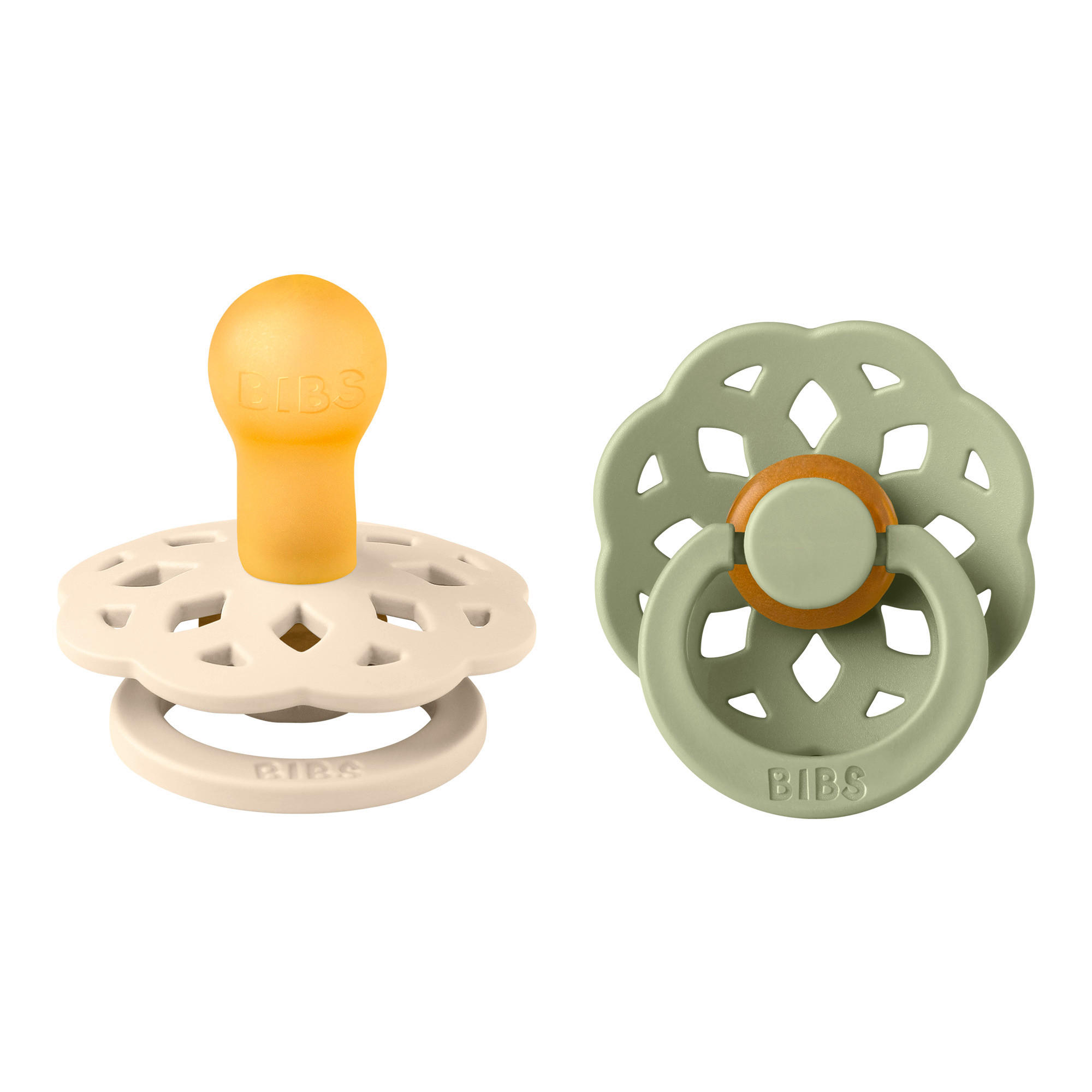 SCHNULLER 0 Monat(e)  - Creme/Grün, Basics, Naturmaterialien/Kunststoff (7,7/16,6/4,6cm)
