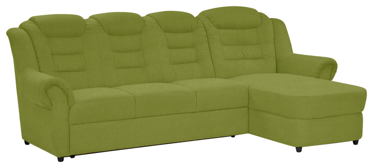 ECKSOFA in Chenille Grün  - Schwarz/Grün, Konventionell, Kunststoff/Textil (262/165cm) - Livetastic