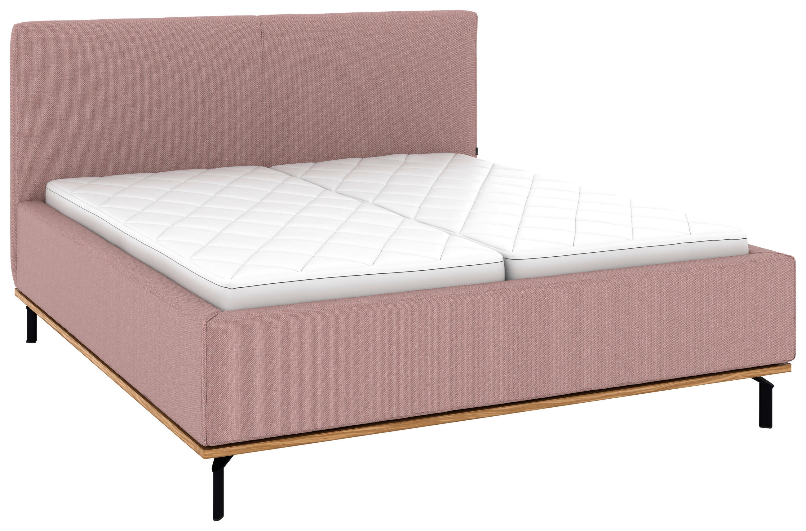 POLSTERBETT 180/200 cm,  in Altrosa, Matratze, Lattenrost, Bettkasten, H3 + H3 = fest  - Graphitfarben/Altrosa, Design, Holz/Textil (180/200cm) - Musterring