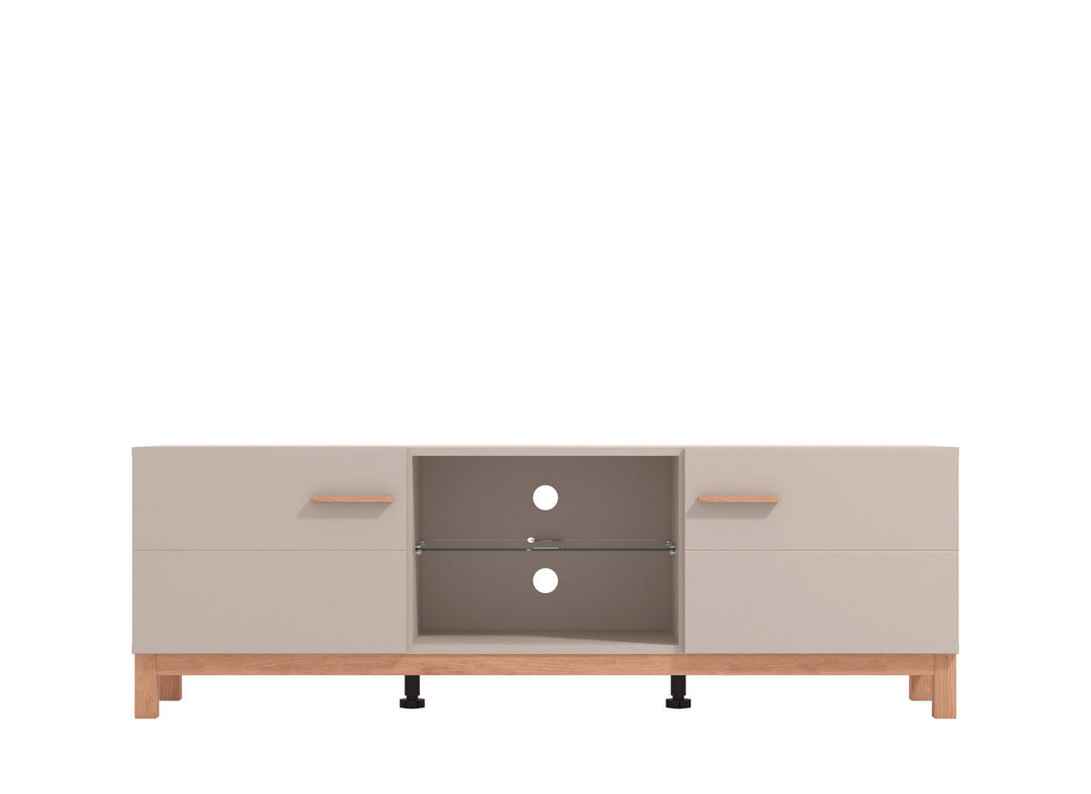 KOMODA POD TELEVIZI, kašmírová, dub artisan, 154/41,5/50,5 cm - kašmírová/dub artisan, Basics, kompozitní dřevo/sklo (154/41,5/50,5cm) - Hom`in