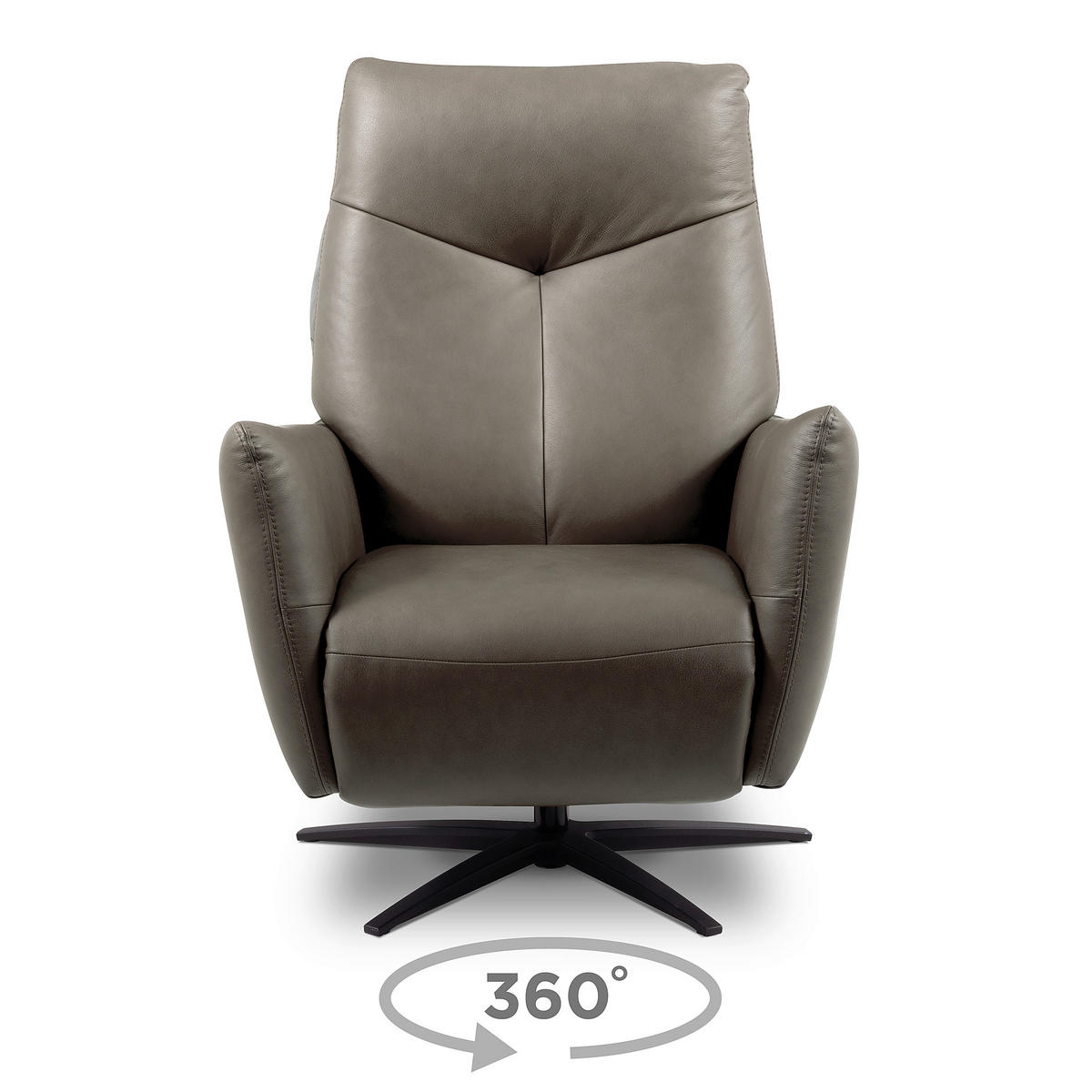 RELAXSESSEL in Leder Grau  - Schwarz/Grau, Design, Leder/Metall (76/107/88cm) - Livetastic