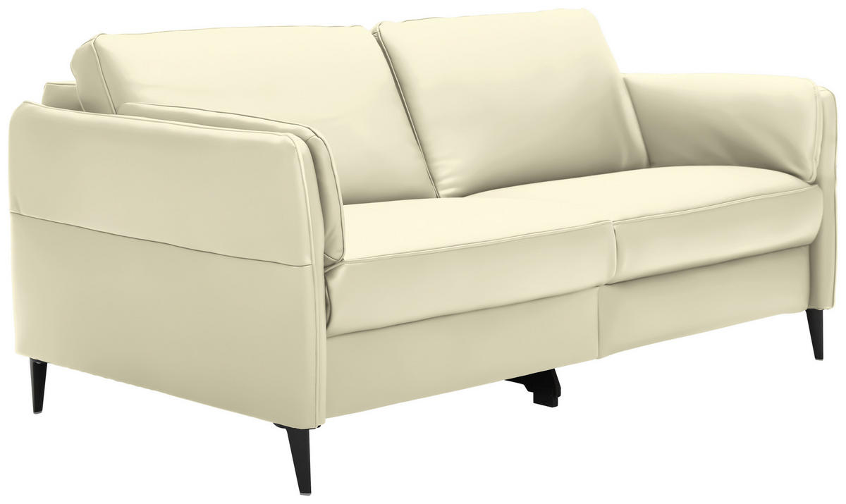 3-SITZER-SOFA in Echtleder Weiss  - Weiss/Schwarz, Design, Leder/Metall (190/84/99cm) - Dieter Knoll