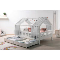 HAUSBETT 100/200 cm,  in Grau, Weiß  - Naturfarben/Weiß, MODERN, Holz/Textil (100/200cm) - MID.YOU