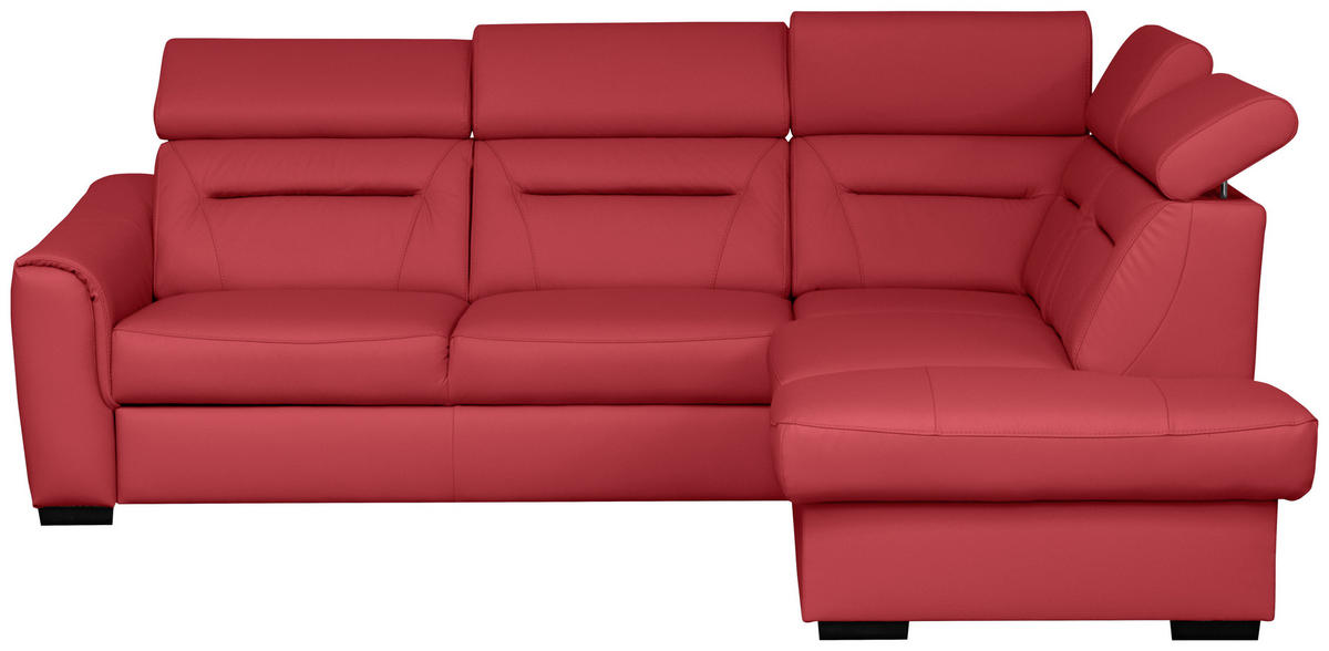 ECKSOFA Lederlook Echtleder Rot  - Wengefarben/Rot, Design, Leder/Holz (260/212cm) - Celina Home
