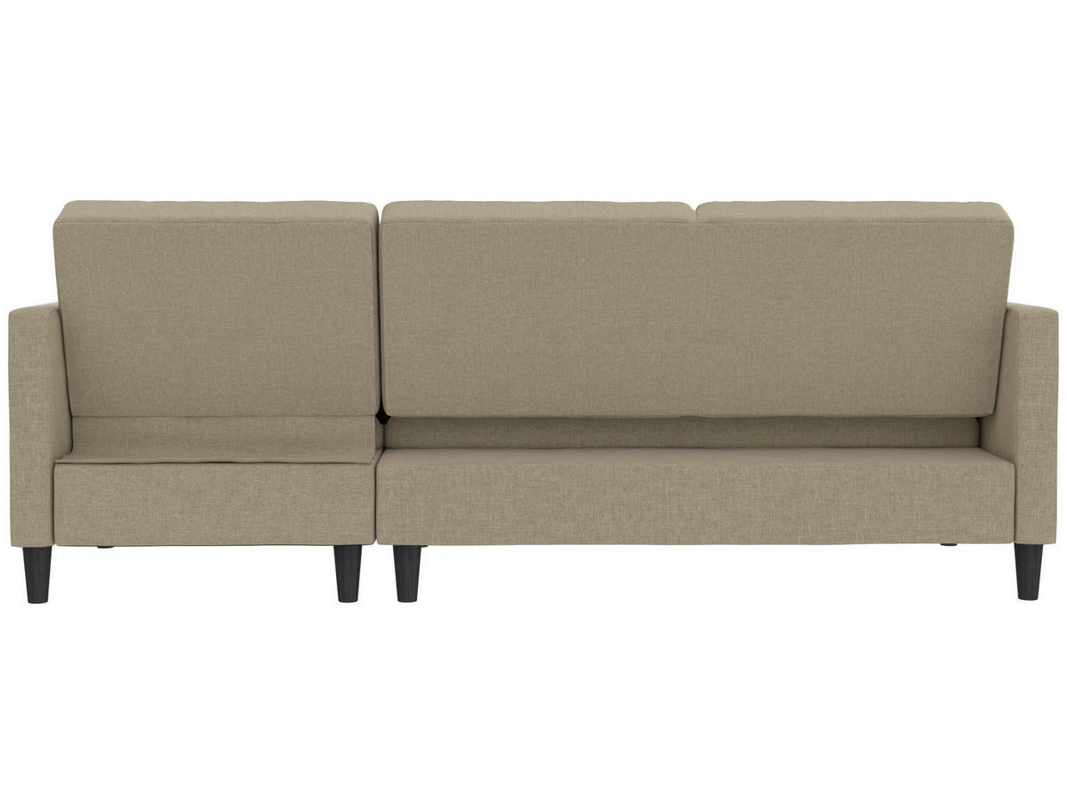 ECKSOFA PALERMO Cappuccino Webstoff, Leinenoptik Schlaffunktion, Stauraum  - Schwarz/Cappuccino, Basics, Kunststoff/Textil (213/154cm) - Livetastic