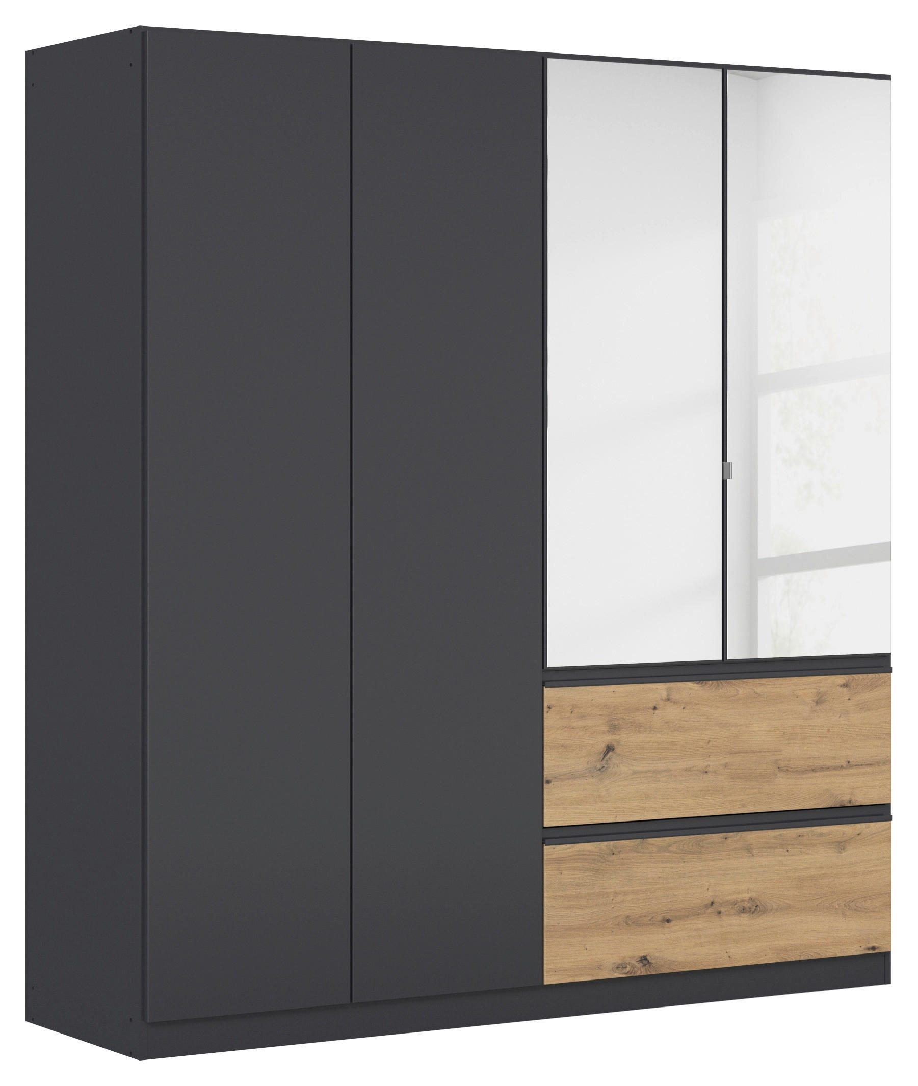 Rauch Möbel Drehtürenschrank Grau, Eiche Artisan 181x197x54 cm
