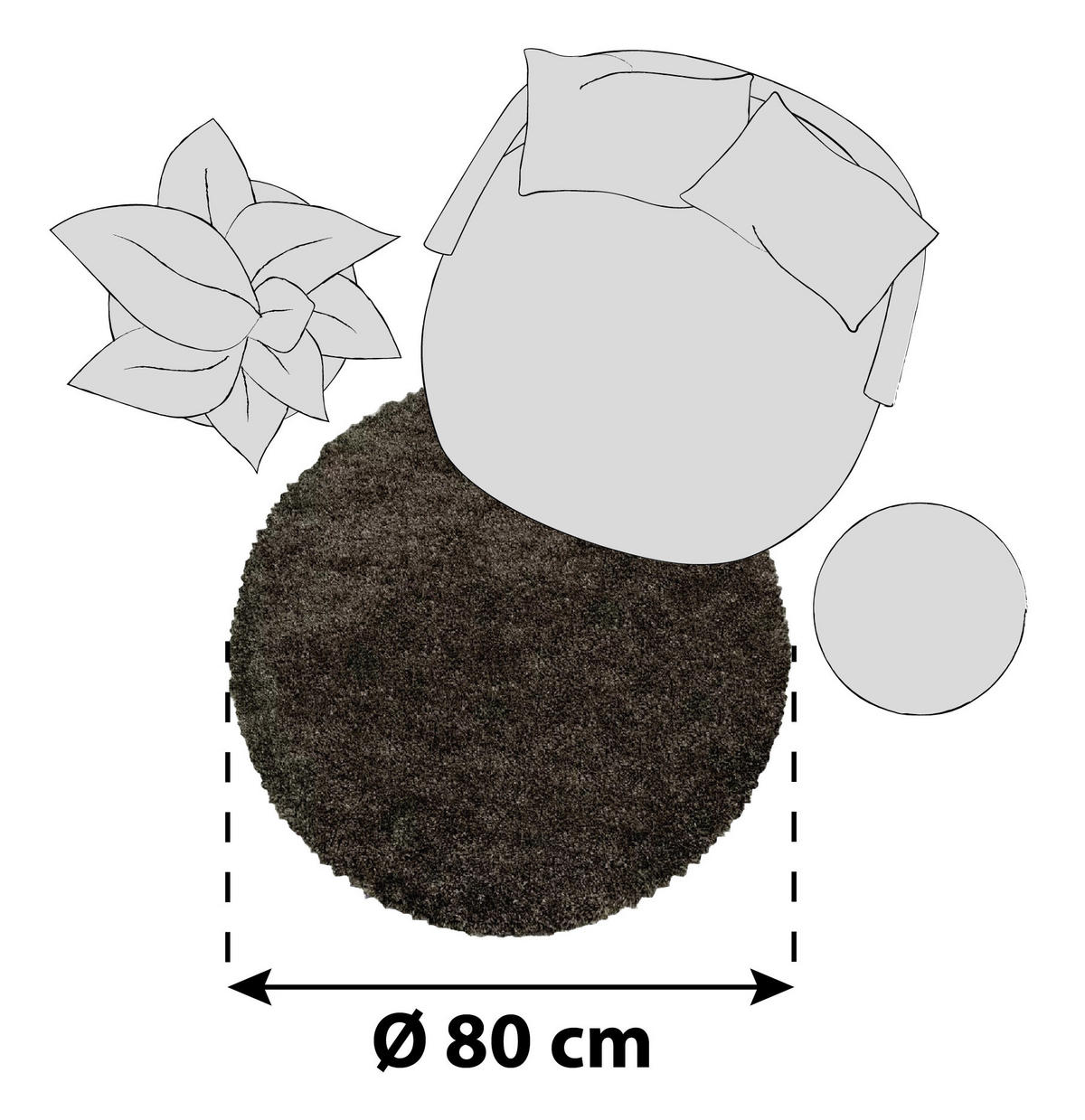 RYAMATTA 80 cm Fluffy 3500 Braun  - brun, Basics, textil (80cm)