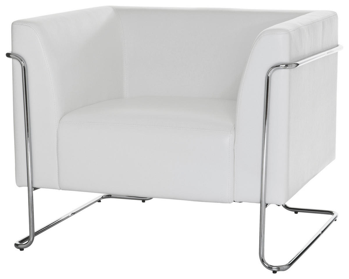 DIZAJNERSKI FOTELJ,  bela tekstil - barve kroma/bela, Moderno, kovina/tekstil (88/74/74cm) - MID.YOU