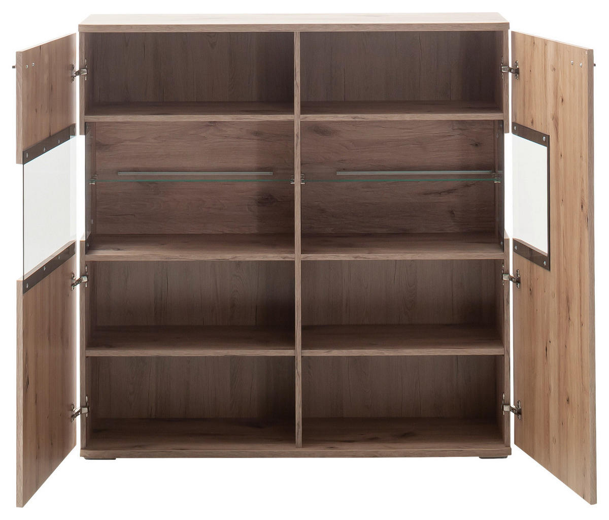 HIGHBOARD Asmara  in 119/120/37 cm  - Eichefarben/Anthrazit, Design, Glas/Holzwerkstoff (119/120/37cm) - MID.YOU