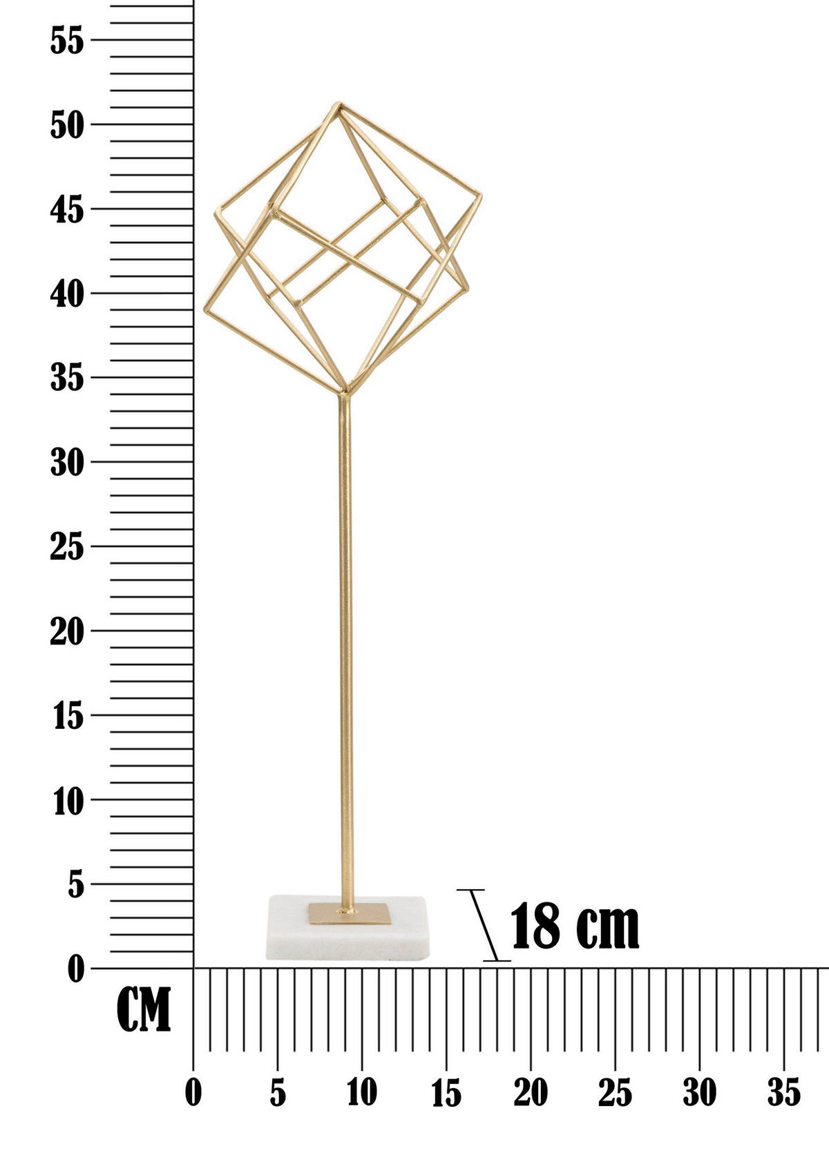 Skulptur Decor Cube - Goldfarben/Weiß, Basics, Stein/Metall (16/52.5/18cm)