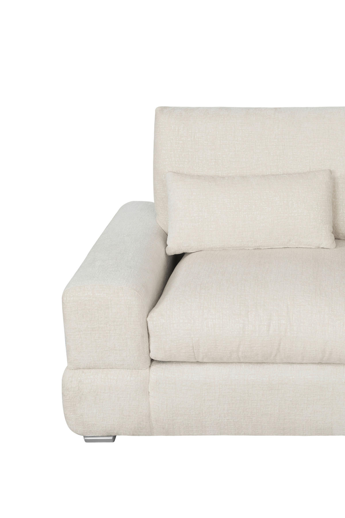 ECKSOFA Eckteil, einmalig seitenverkehrt montierbar  Weiß Webstoff  - Silberfarben/Weiß, MODERN, Textil/Metall (305/230cm) - Livetastic