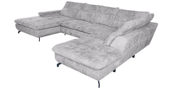 WOHNLANDSCHAFT  in Struktur Hellgrau  - Hellgrau/Schwarz, KONVENTIONELL, Textil/Metall (188/357/253cm) - Carryhome