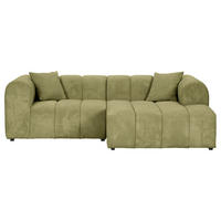 ECKSOFA Hellgrün Cord Zierkissen, Rücken echt  - Schwarz/Hellgrün, KONVENTIONELL, Kunststoff/Textil (250/162cm) - Carryhome