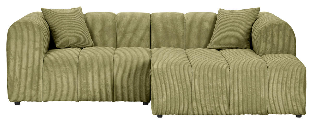 ECKSOFA Hellgrün Cord Zierkissen, Rücken echt  - Schwarz/Hellgrün, KONVENTIONELL, Kunststoff/Textil (250/162cm) - Carryhome