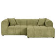 ECKSOFA Hellgrün Cord Zierkissen, Rücken echt  - Schwarz/Hellgrün, KONVENTIONELL, Kunststoff/Textil (250/162cm) - Carryhome