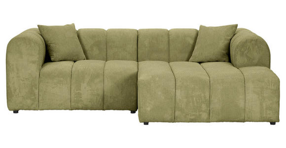 ECKSOFA Hellgrün Cord Zierkissen, Rücken echt  - Schwarz/Hellgrün, KONVENTIONELL, Kunststoff/Textil (250/162cm) - Carryhome