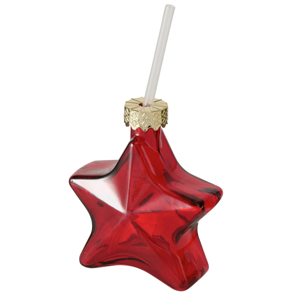 TRINKHALMBECHER  - Rot/Goldfarben, LIFESTYLE, Glas/Kunststoff (10,5/4,0/20,5cm)