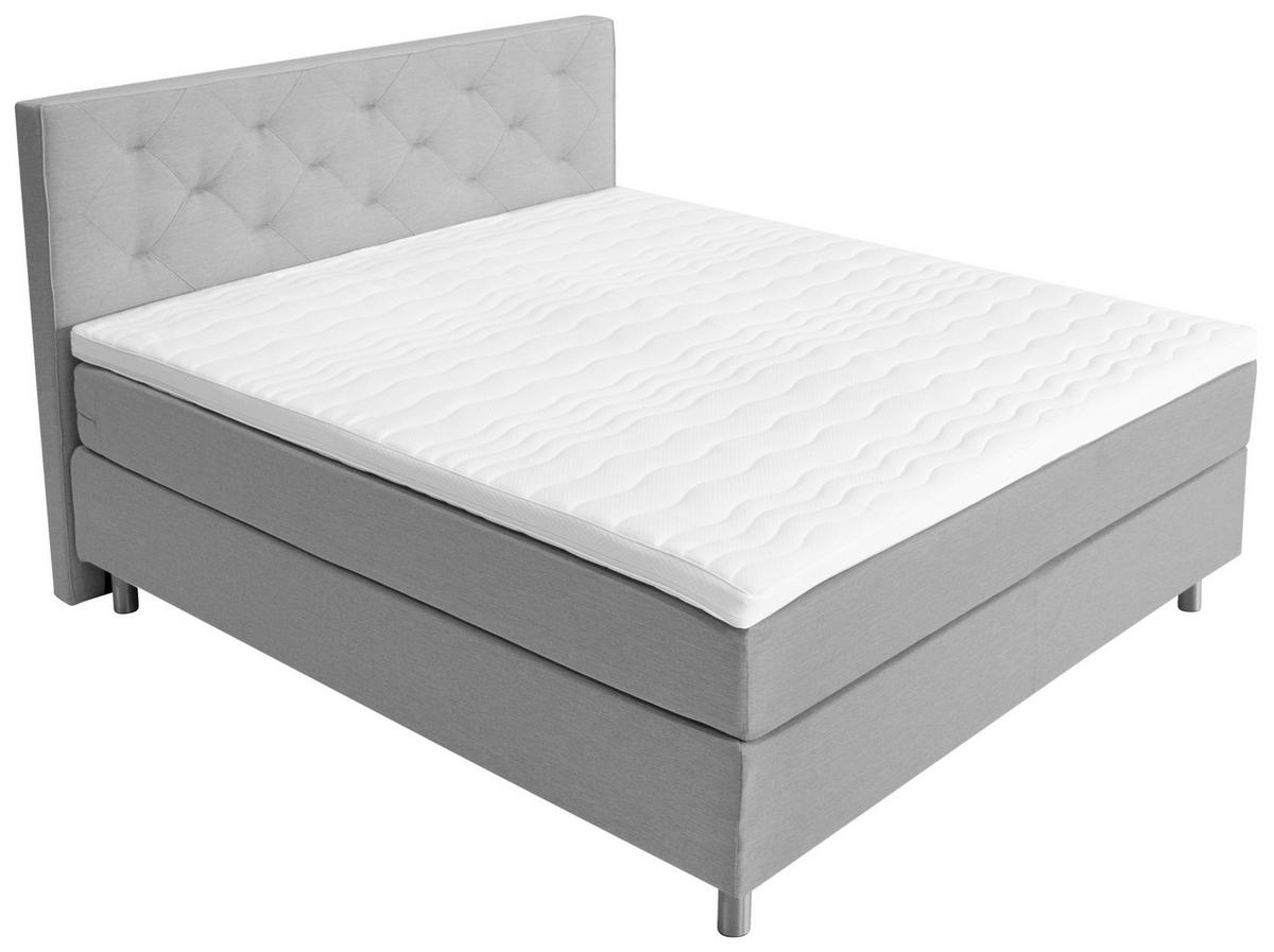 BOXSPRINGBETT 160/200 cm  in Hellgrau  - Hellgrau/Alufarben, KONVENTIONELL, Textil/Metall (160/200cm) - Welnova