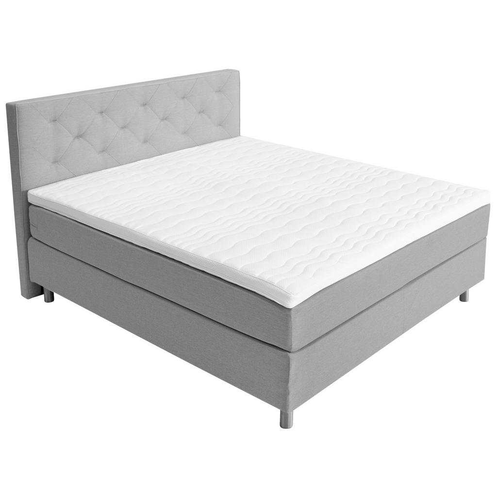 Thumbnail - Welnova Boxspringbett, Hellgrau, Textil, H4, 7-Zonen, Höhe ca. 21 cm, 160x200 cm, Stoffauswahl, Topper durchgehend, in v...