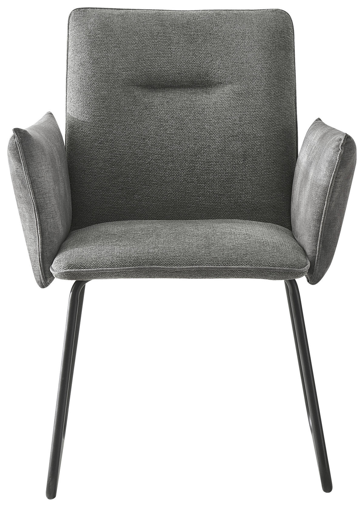 SCAUN CU BRAȚE in gri, negru  - negru/gri, Modern, lemn/metal (64/87,5/63cm) - Livetastic