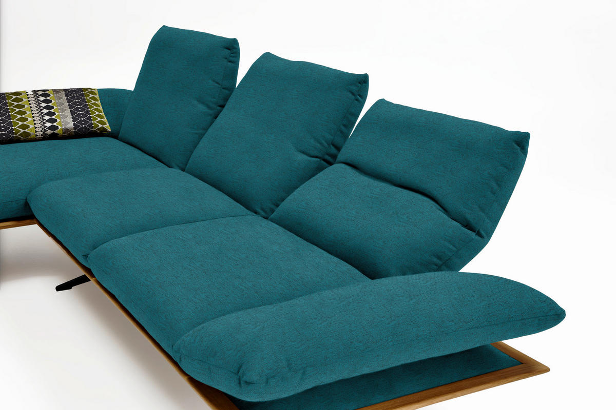 ECKSOFA in Flachgewebe Petrol  159/314 cm  - Petrol/Schwarz, Design, Holz/Textil (159/314cm) - Dieter Knoll