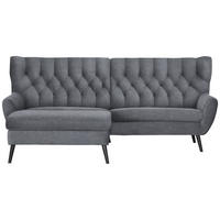 ECKSOFA in Mikrofaser Grau  - Schwarz/Grau, Design, Holz/Textil (165/237cm) - Stylife