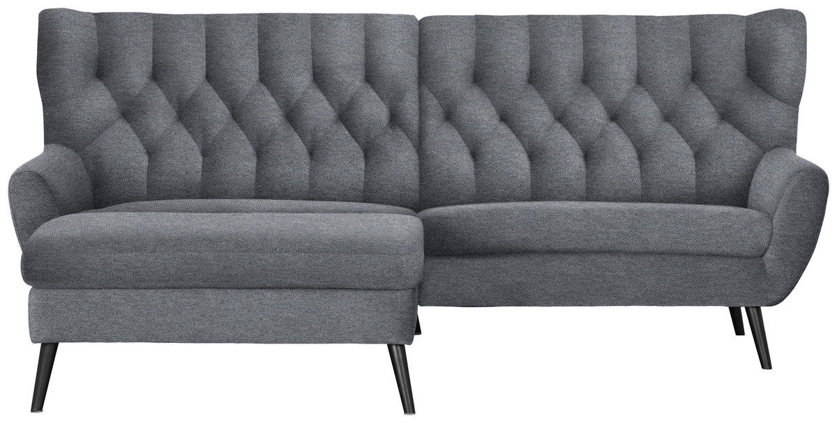 ECKSOFA in Mikrofaser Grau  - Schwarz/Grau, Design, Holz/Textil (165/237cm) - Stylife