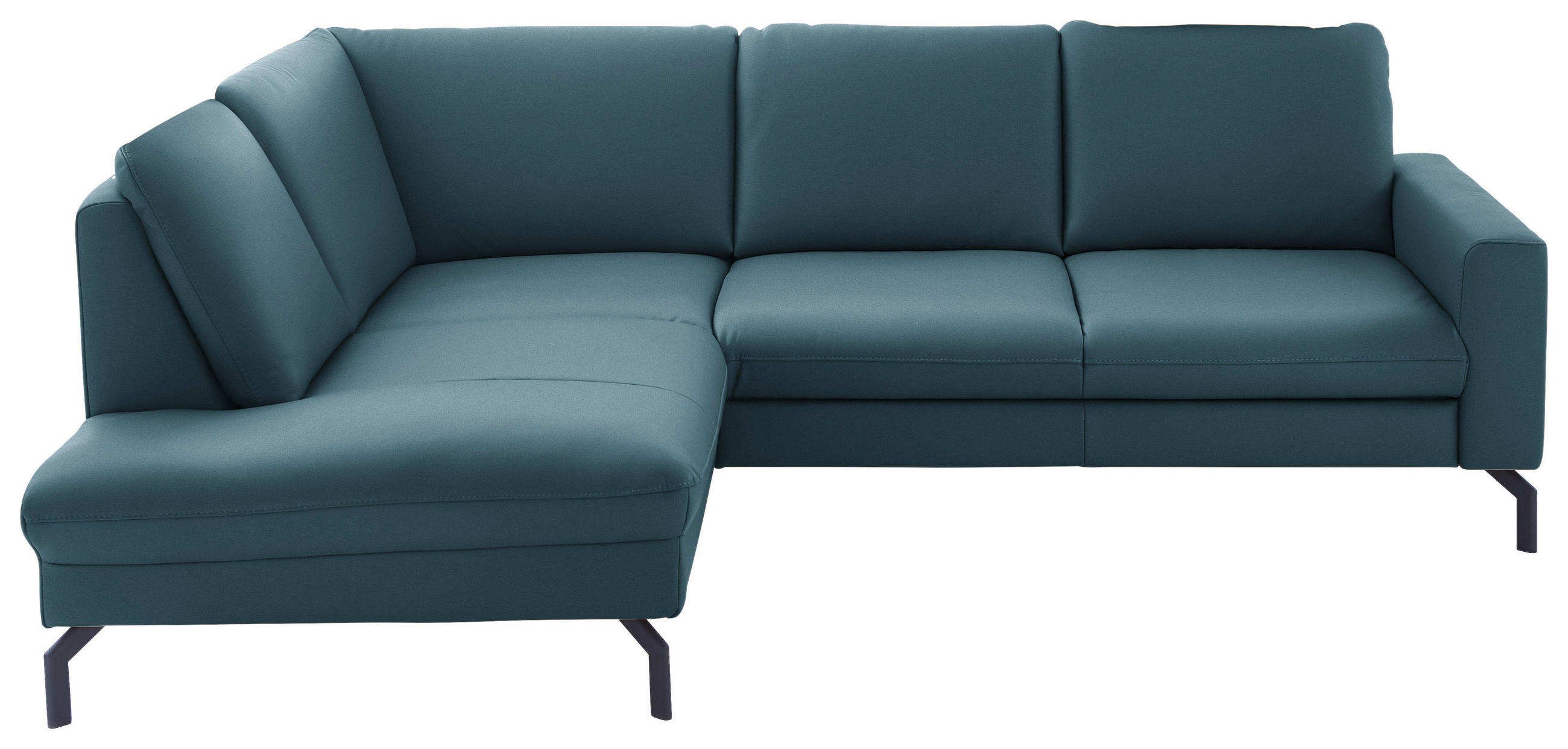 ECKSOFA in Echtleder Blau  - Blau/Schwarz, Design, Leder/Metall (194/250cm) - Beldomo Premium