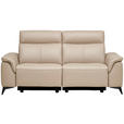 3-SITZER-SOFA Echtleder Beige  - Beige/Schwarz, Design, Leder/Metall (208/105/98cm) - Belluti