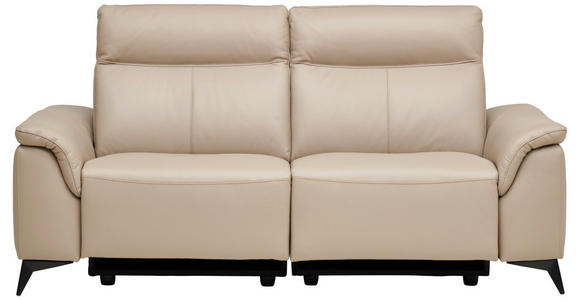 3-SITZER-SOFA Echtleder Beige  - Beige/Schwarz, Design, Leder/Metall (208/105/98cm) - Belluti