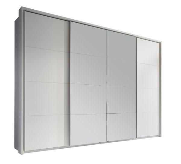 ORMAR S KLIZNIM VRATIMA bijela - bijela/boje aluminija, Design, staklo/drvni materijal (325/230/61cm) - Xora