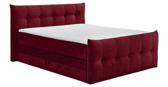 BOXSPRINGBETT 180/200 cm  in Weinrot  - Weinrot/Schwarz, KONVENTIONELL, Kunststoff/Textil (180/200cm) - Esposa