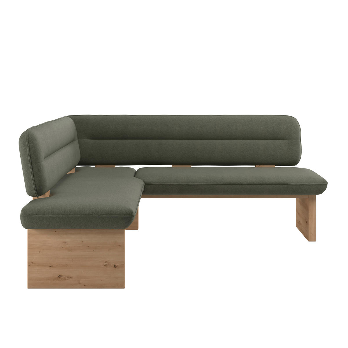 ECKBANK 170/212 cm Webstoff Grün Eiche Sperrholz   - Eichefarben/Grün, KONVENTIONELL, Holz/Textil (170/212cm) - Livetastic