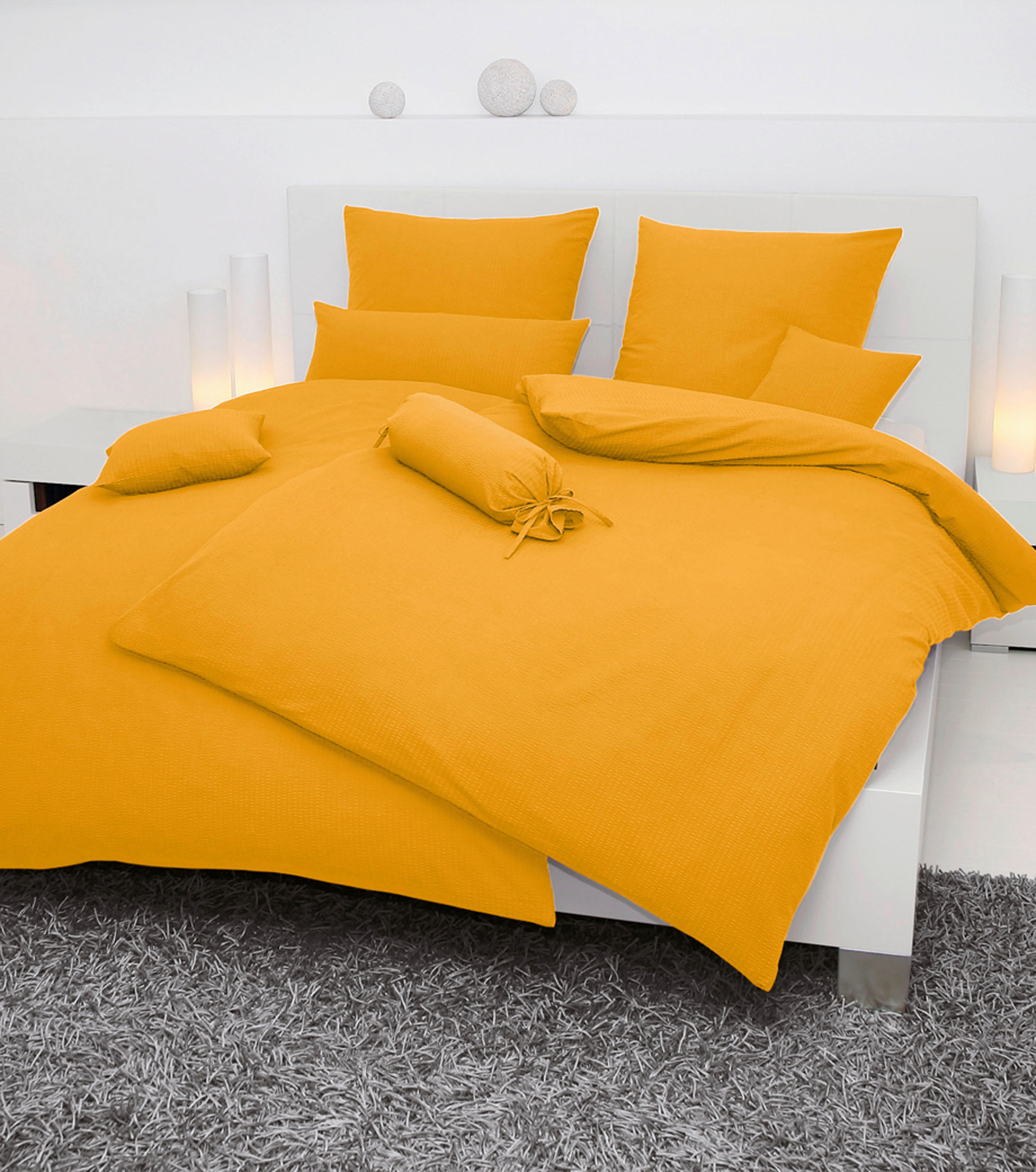 BETTWÄSCHE Seersucker 240/220 cm  - Gelb/Dunkelgelb, Basics, Textil (240/220cm) - Janine
