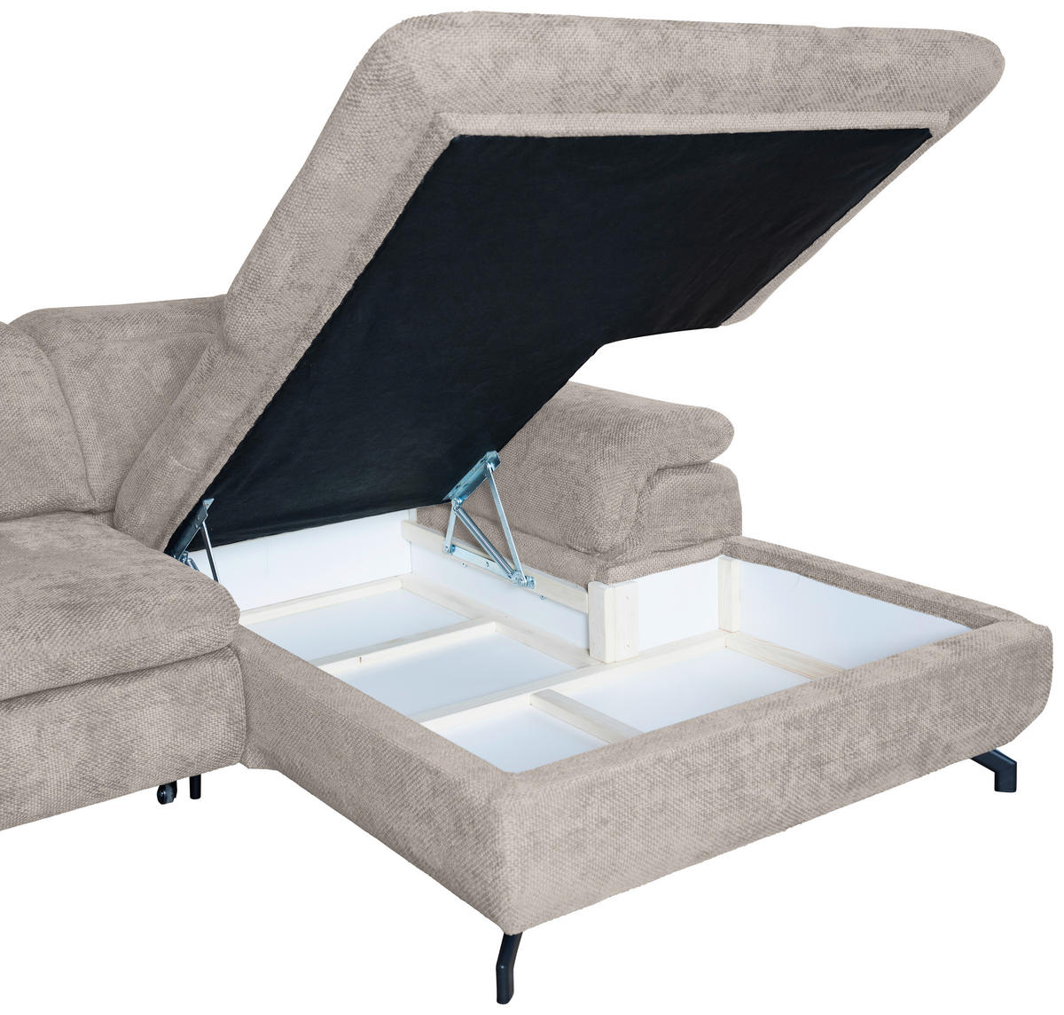 WOHNLANDSCHAFT in Struktur Creme  - Creme/Schwarz, KONVENTIONELL, Textil/Metall (253/357/188cm) - Carryhome