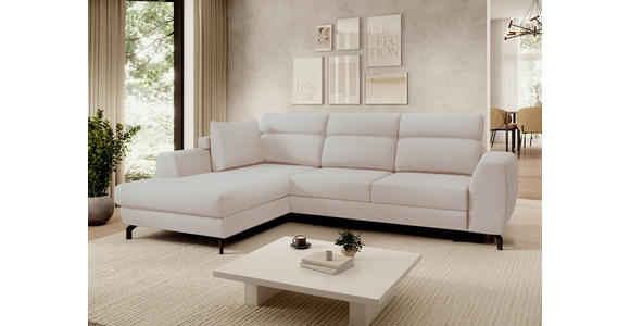 ECKSOFA Beige Chenille - Beige/Schwarz, KONVENTIONELL, Textil/Metall (185/240cm) - Carryhome